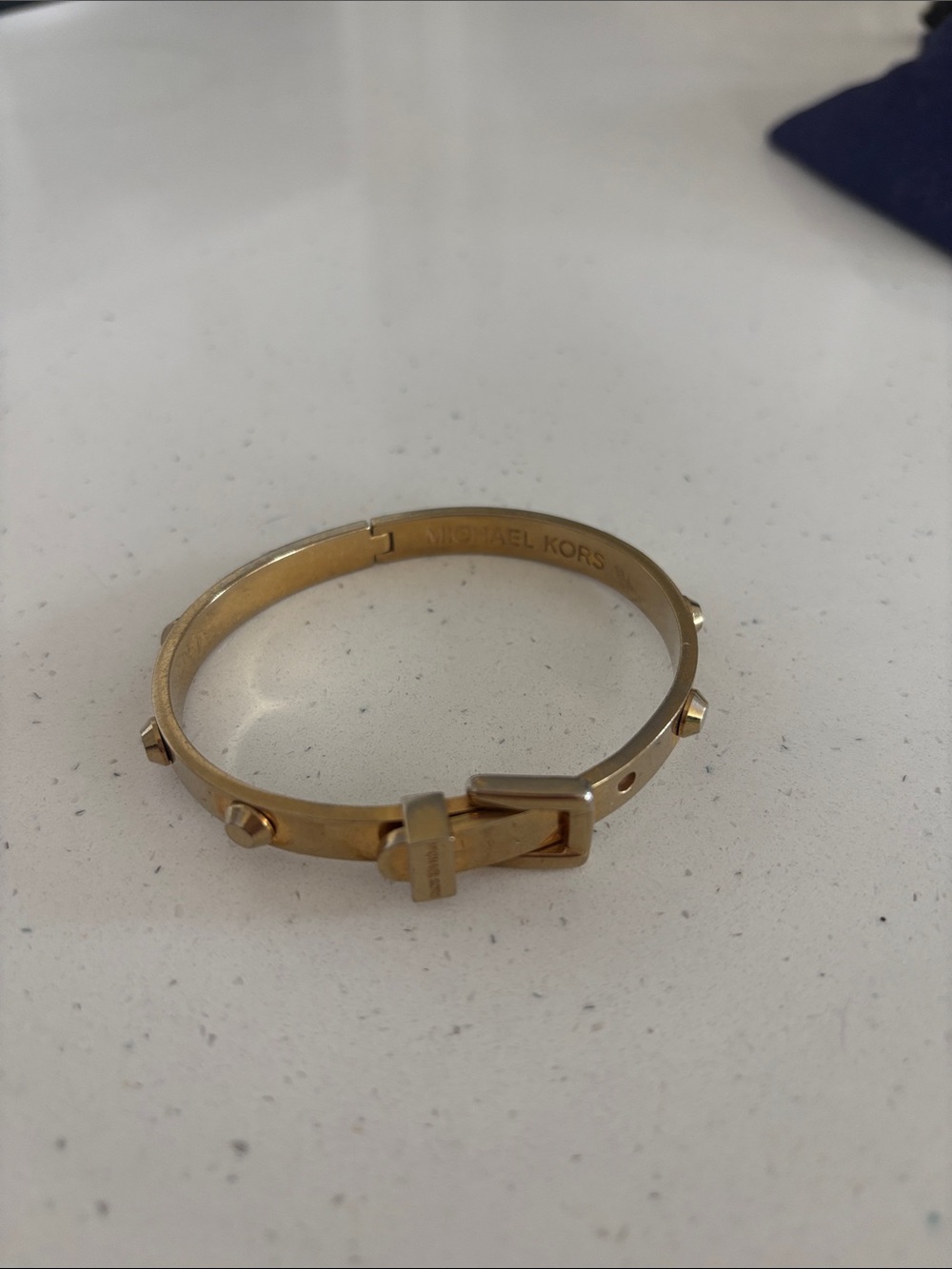 Michael Kors Gold Stud-Accented Hinged Bangle Bracelet